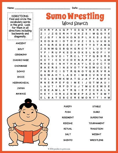 Sumo Wrestling Word Search
