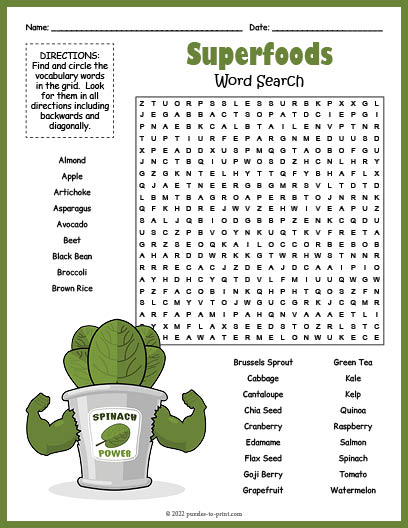 Superfoods Word Search