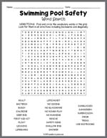 Swimming Pool Safety Word Search Thumbnail