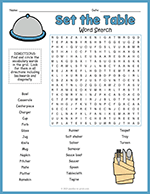 Tableware Word Search thumbnail