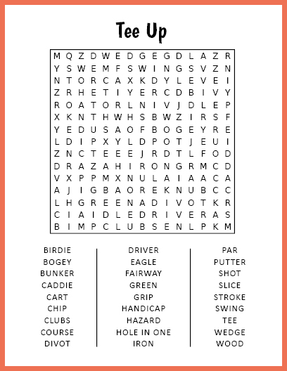 Tee Up Word Search
