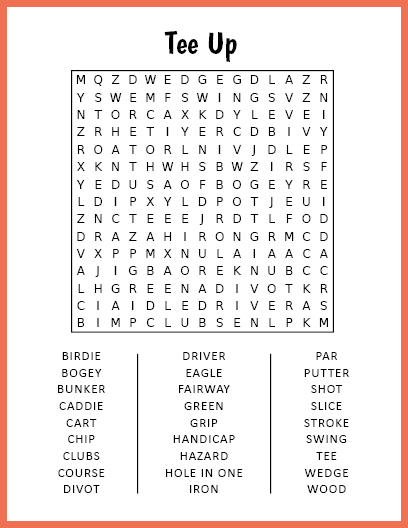Tee Up Word Search