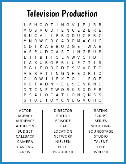 Television Production Word Search