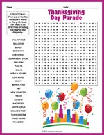 Thanksgiving Day Parade Word Search thumbnail