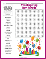Thanksgiving Day Parade Word Search thumbnail