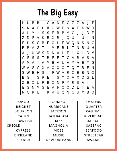 The Big Easy Word Search
