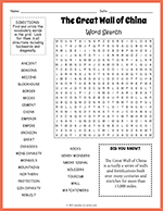 The Great Wall of China Word Search thumbnail
