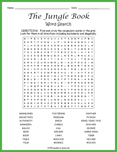 The Jungle Book Word Search