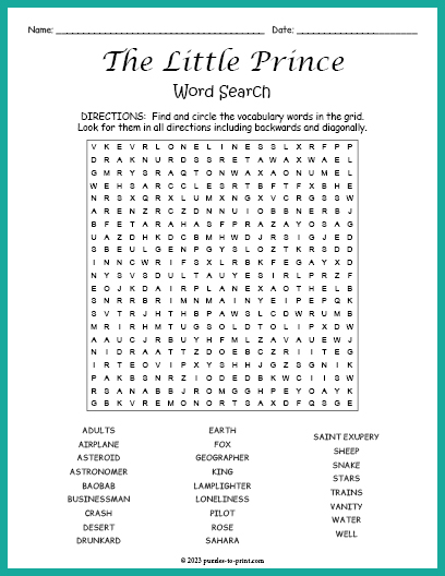 The Little Prince Word Search