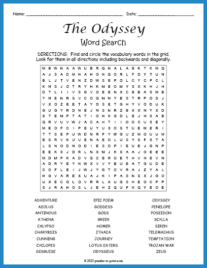 The Odyssey Word Search