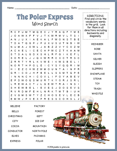 The Polar Express Word Search