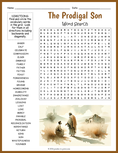 The Prodigal Son Word Search