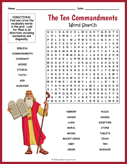 The Ten Commandments Word Search