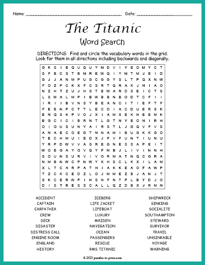 The Titanic Word Search