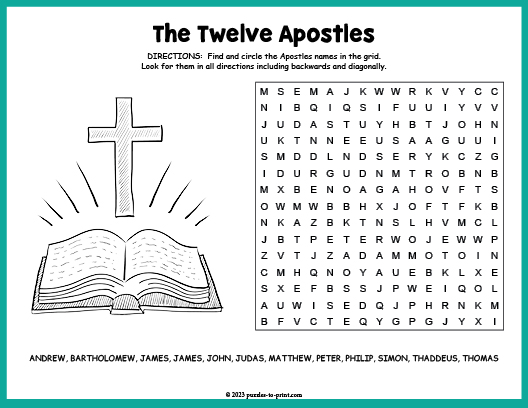The Twelve Apostles Word Search