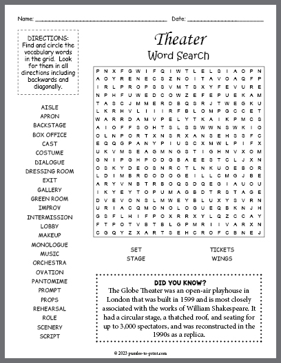 Theater Word Search