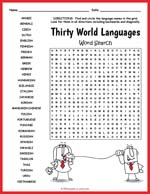 Thirty World Languages Word Search Thumbnail