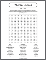 Thomas Edison Word Search thumbnail