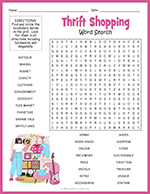 Thrift Shopping Word Search thumbnail