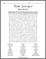 Tom Sawyer Word Search Thumbnail