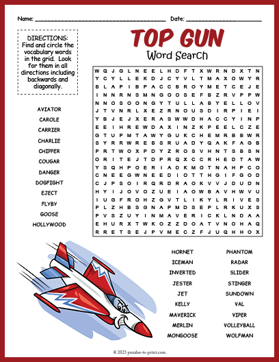 Top Gun Word Search