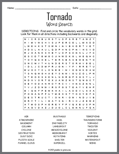 Tornado Word Search