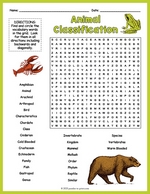 Animal Kingdom Classification Word Search Thumbnail