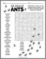 All About Ants Word Search Thumbnail