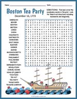 Boston Tea Party Word Search Thumbnail