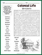 Colonial America Life Word Search Thumbnail