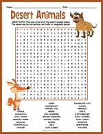 Desert Animals Word Search Thumbnail