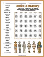 Egyptian Mummies Mummification Word Search Thumbnail