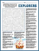 Famous Early European Explorers Word Search Thumbnail