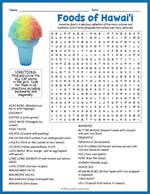 Foods of Hawaii Word Search Thumbnail