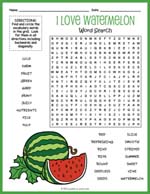 I Love Watermelon Word Search Thumbnail