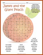 James the Giant Peach Book Word Search Thumbnail
