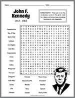 John F Kennedy Jfk Word Search Thumbnail