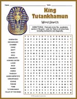 King Tut Tutankhamun Word Search Thumbnail