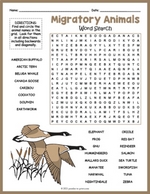 Migratory Animals Word Search Thumbnail
