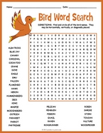 Names of Birds Word Search Thumbnail