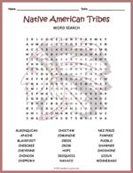 Native American Tribe Names Word Search Thumbnail