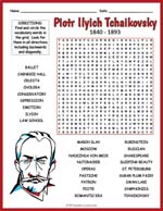Piotr Ilyich Tchaikovsky Word Search Thumbnail
