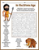 Stone Age Early Humans Word Search Thumbnail