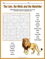 The Lion the Witch the Wardrobe Word Search Thumbnail