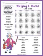 Wolfgang Amadeus Mozart Word Search Thumbnail
