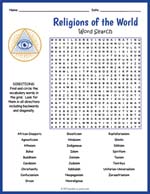World Religions Word Search Thumbnail