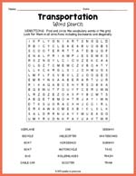 Transportation Word Search Thumbnail