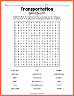 Transportation Word Search thumbnail