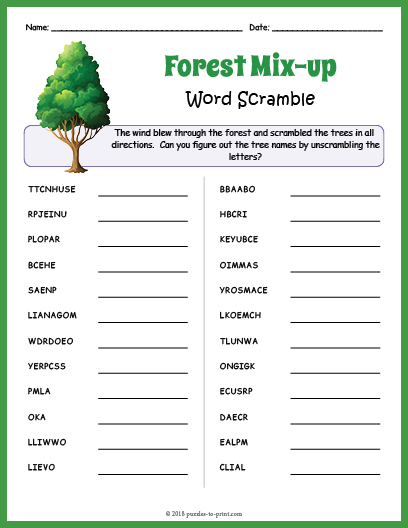 Trees Word Scramble