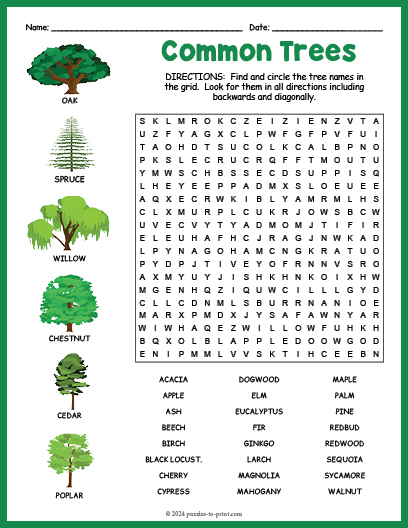Trees Word Search